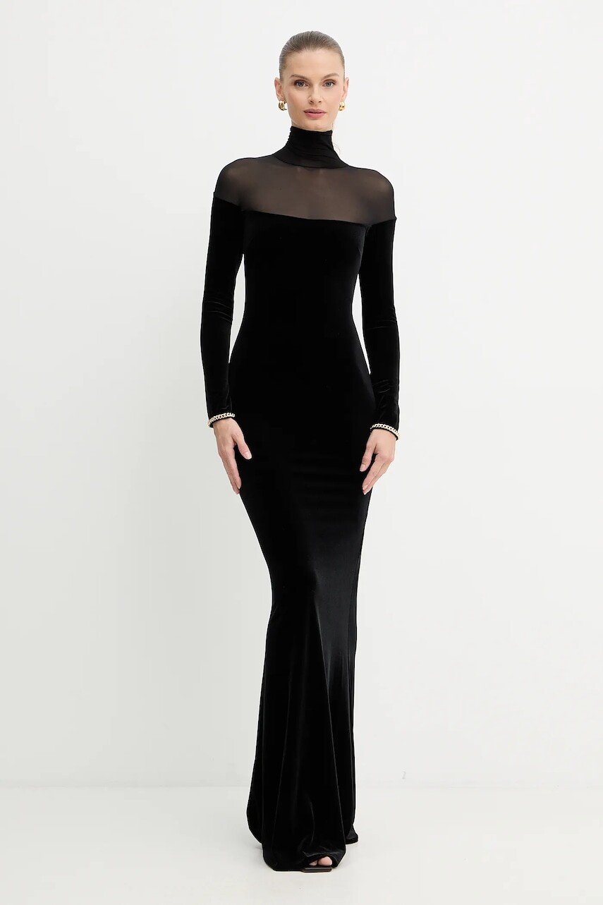 Šaty Elisabetta Franchi čierna farba, maxi, priliehavé, ABR4257E2