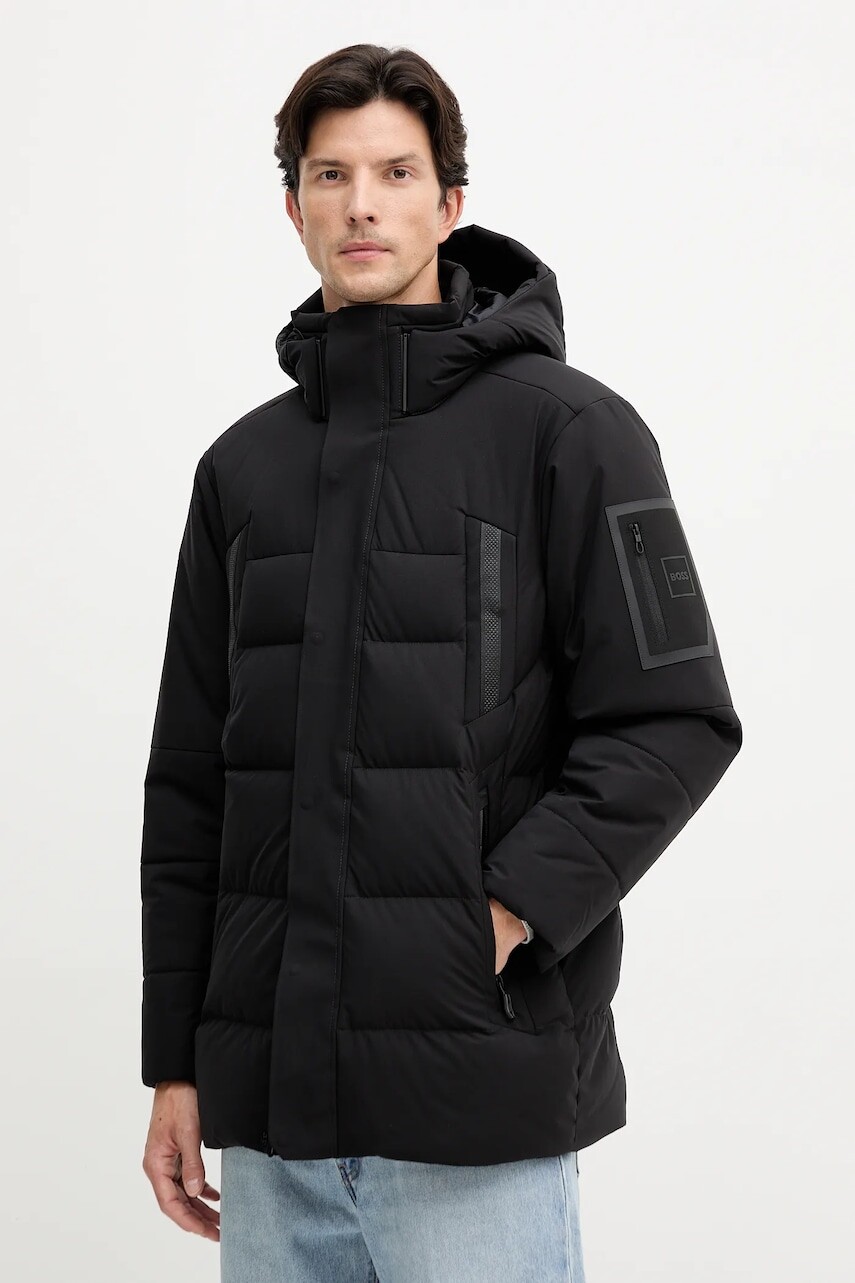 Bunda BOSS Green čierna farba, prechodná, 50547262