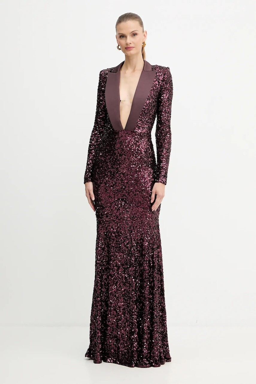 Šaty Elisabetta Franchi bordová farba, maxi, priliehavé, ABR1356E2