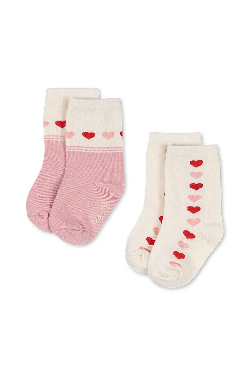 Ponožky pre bábätká Konges Sløjd 2 PACK JAQUARD SOCKS 2-pak ružová farba, KS103642