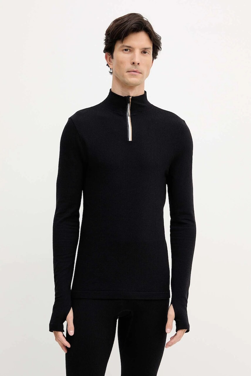 Mikina s prímesou vlny BOSS čierna farba, jednofarebná, 50544368