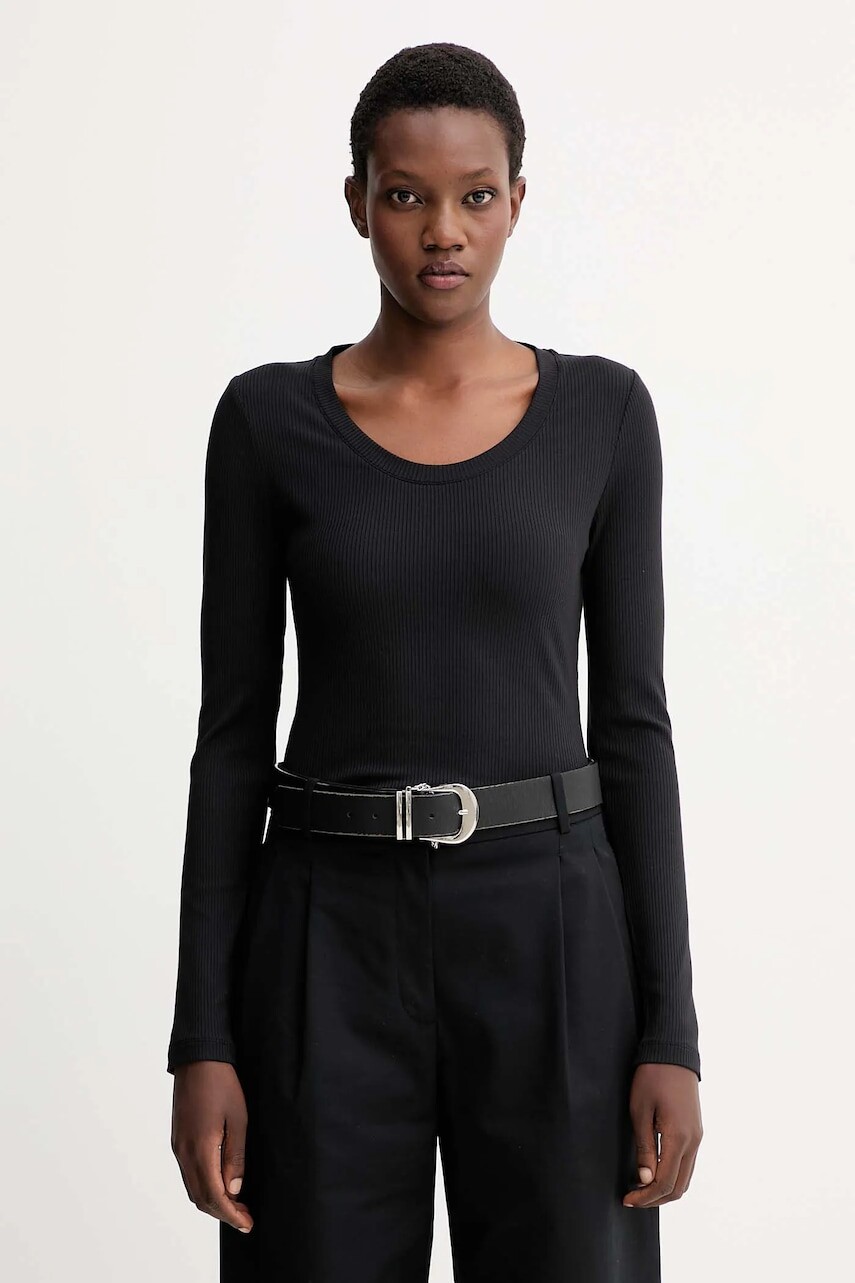 Tričko s dlhým rukávom Calvin Klein čierna farba, LV044D235G