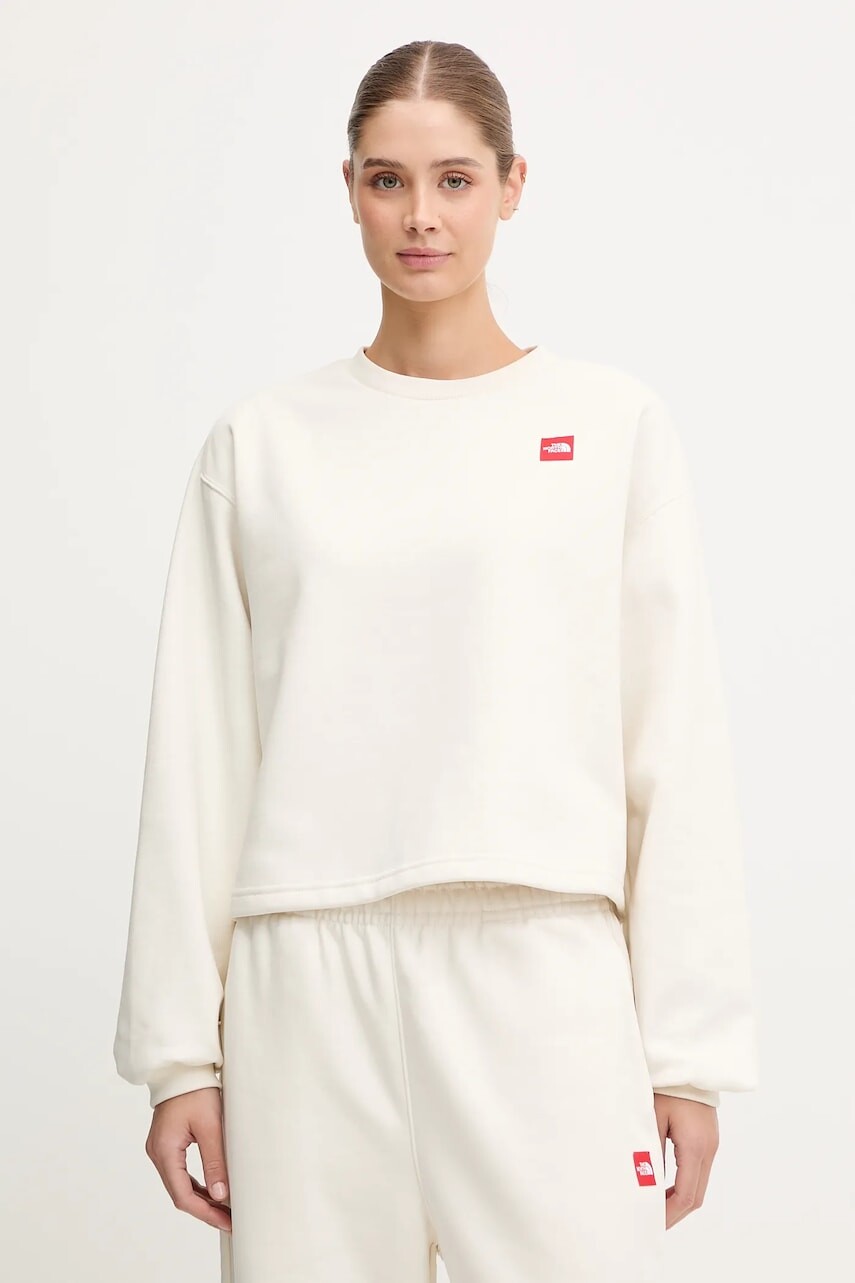 Mikina The North Face Redbox béžová farba, s nášivkou, NF0A8EFYQLI1