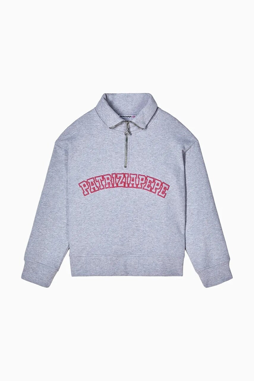 Detská bavlnená mikina Patrizia Pepe J315 šedá farba, s potlačou, 7M0931