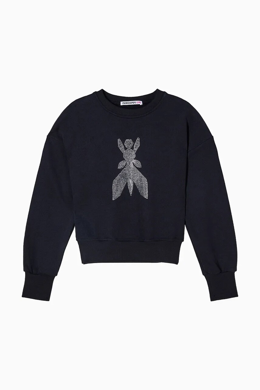 Detská bavlnená mikina Patrizia Pepe J315 čierna farba, s potlačou, 7M0943