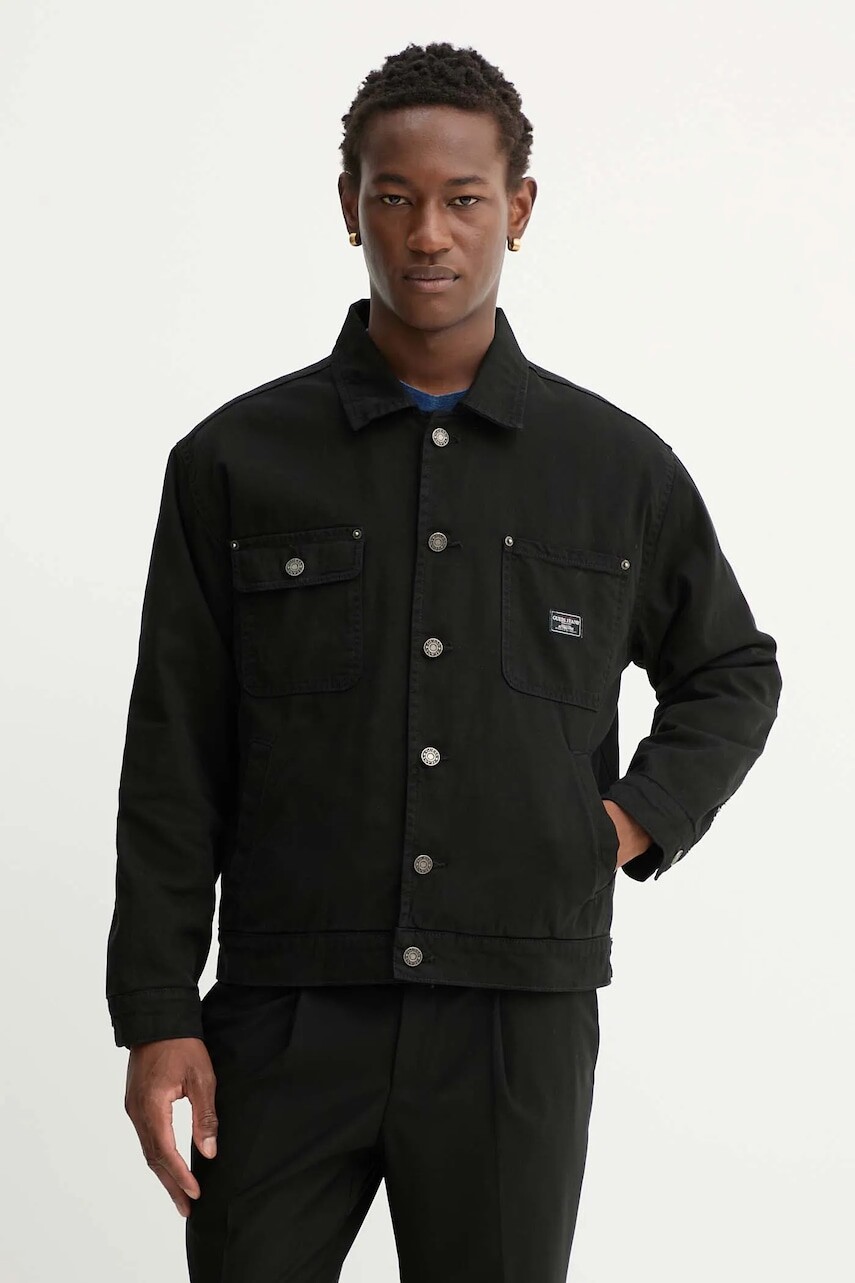 Rifľová bunda Guess Jeans čierna farba, prechodná, M5YL26 WHFR1