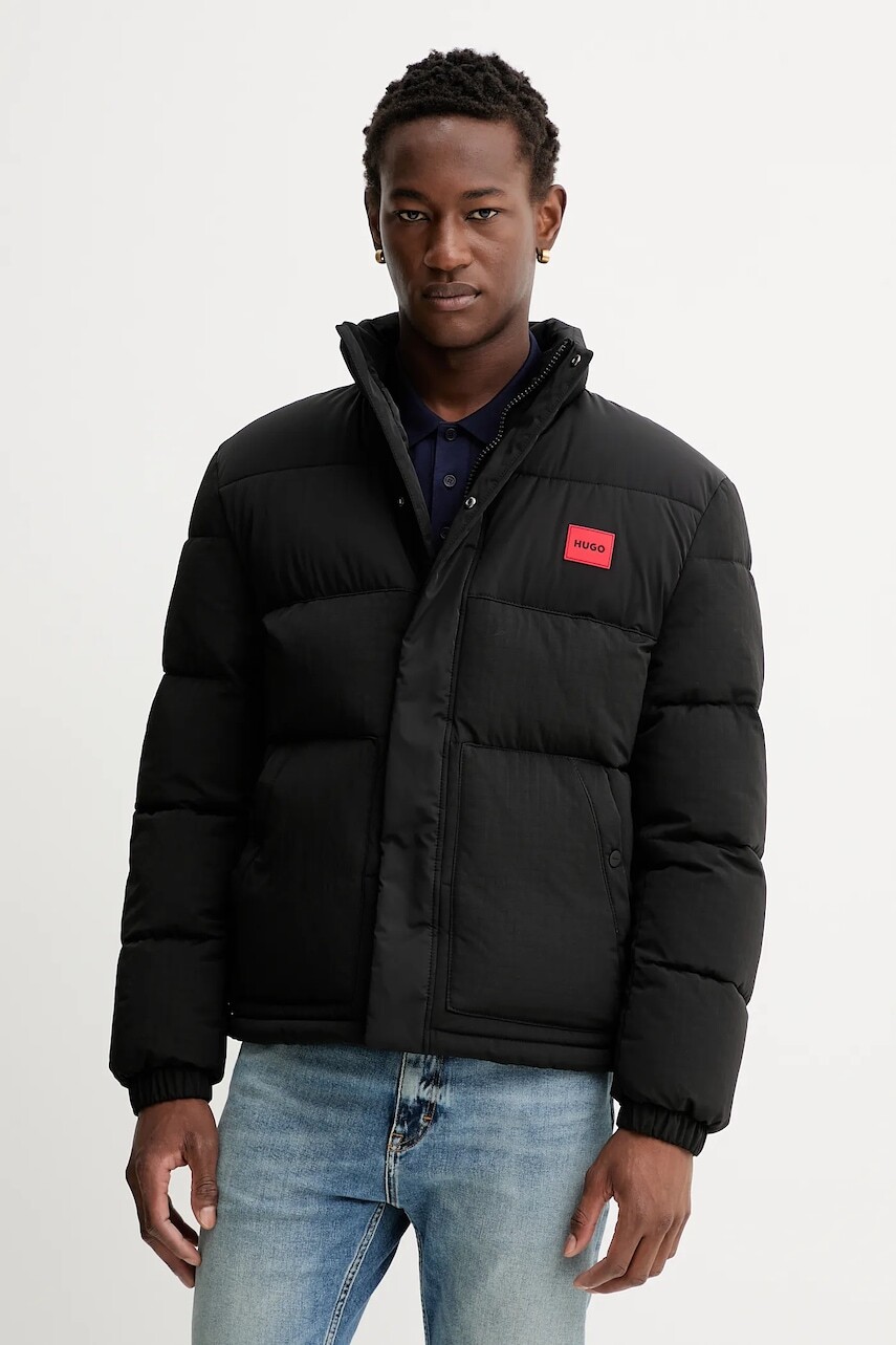 Bunda HUGO čierna farba, zimná, 50547887