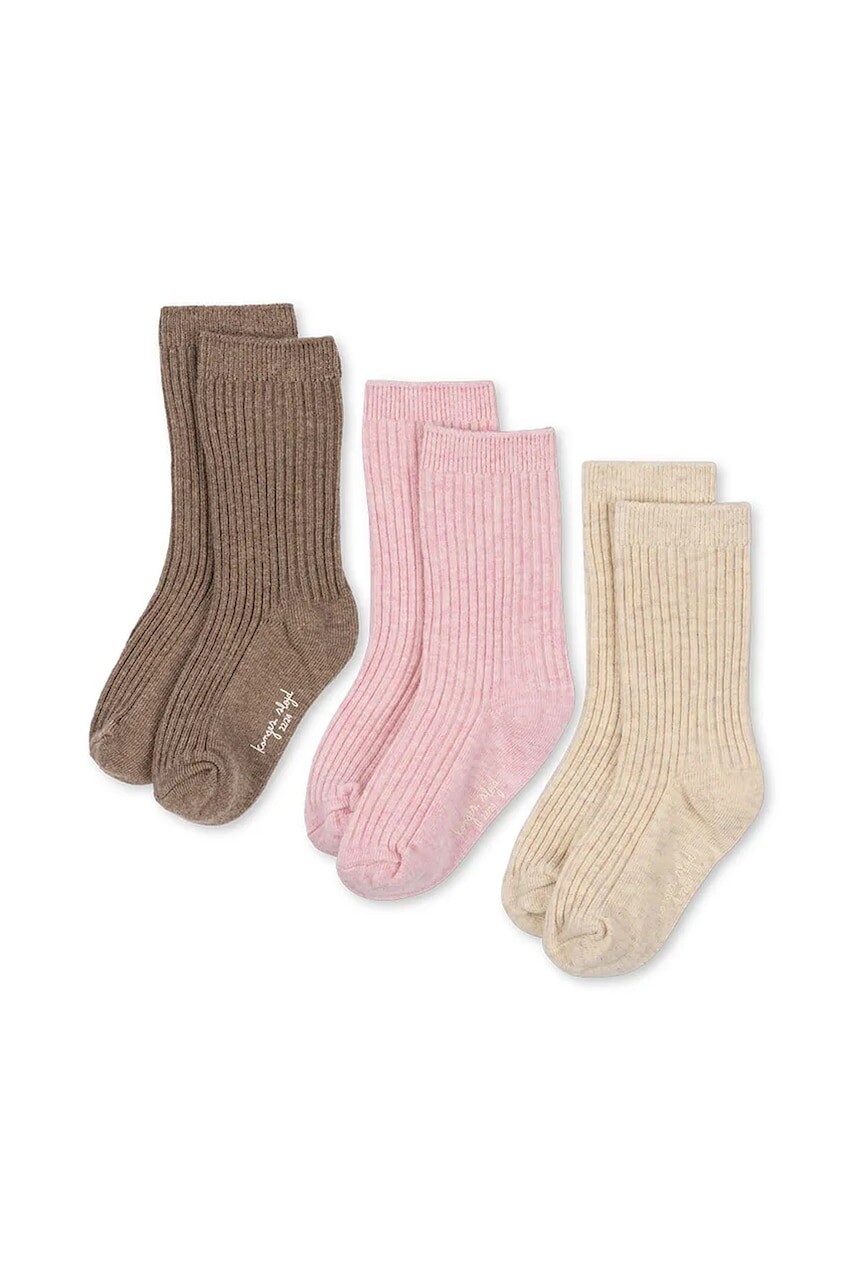 Detské ponožky Konges Sløjd 3 PACK RIB SOCKS 3-pak ružová farba, KS103656