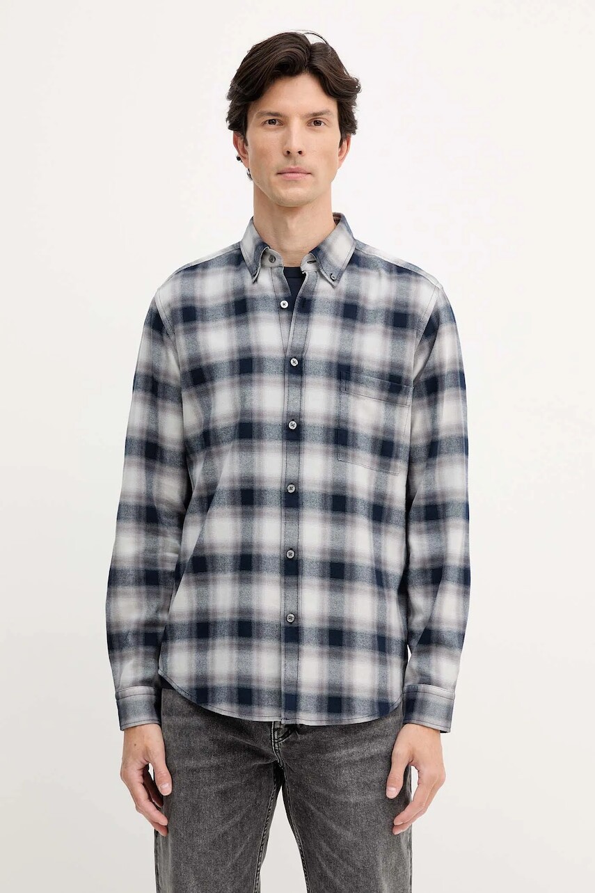 Bavlnená košeľa BOSS Orange šedá farba, regular, s golierom button-down, 50549430