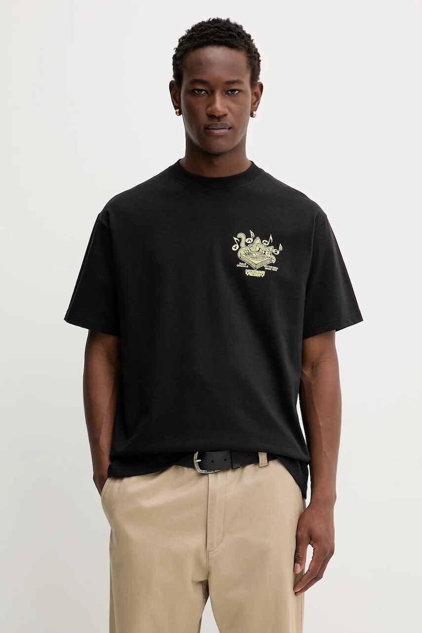 Bavlnené tričko Vans pánske, čierna farba, s potlačou, VN000PC0BLK1