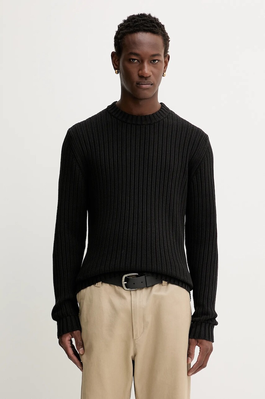 Bavlnený sveter HUGO čierna farba, 50546863