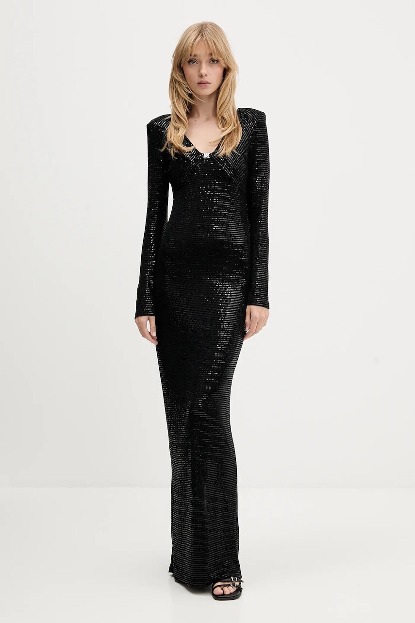 Šaty HUGO čierna farba, maxi, priliehavé, 50546245