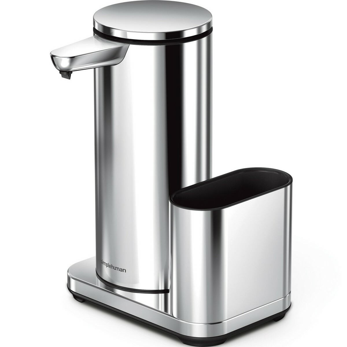 Simplehuman bezdotykový dávkovač s držiakom našpongiu 414 ml, leštená nehrdzavejúca oceľ