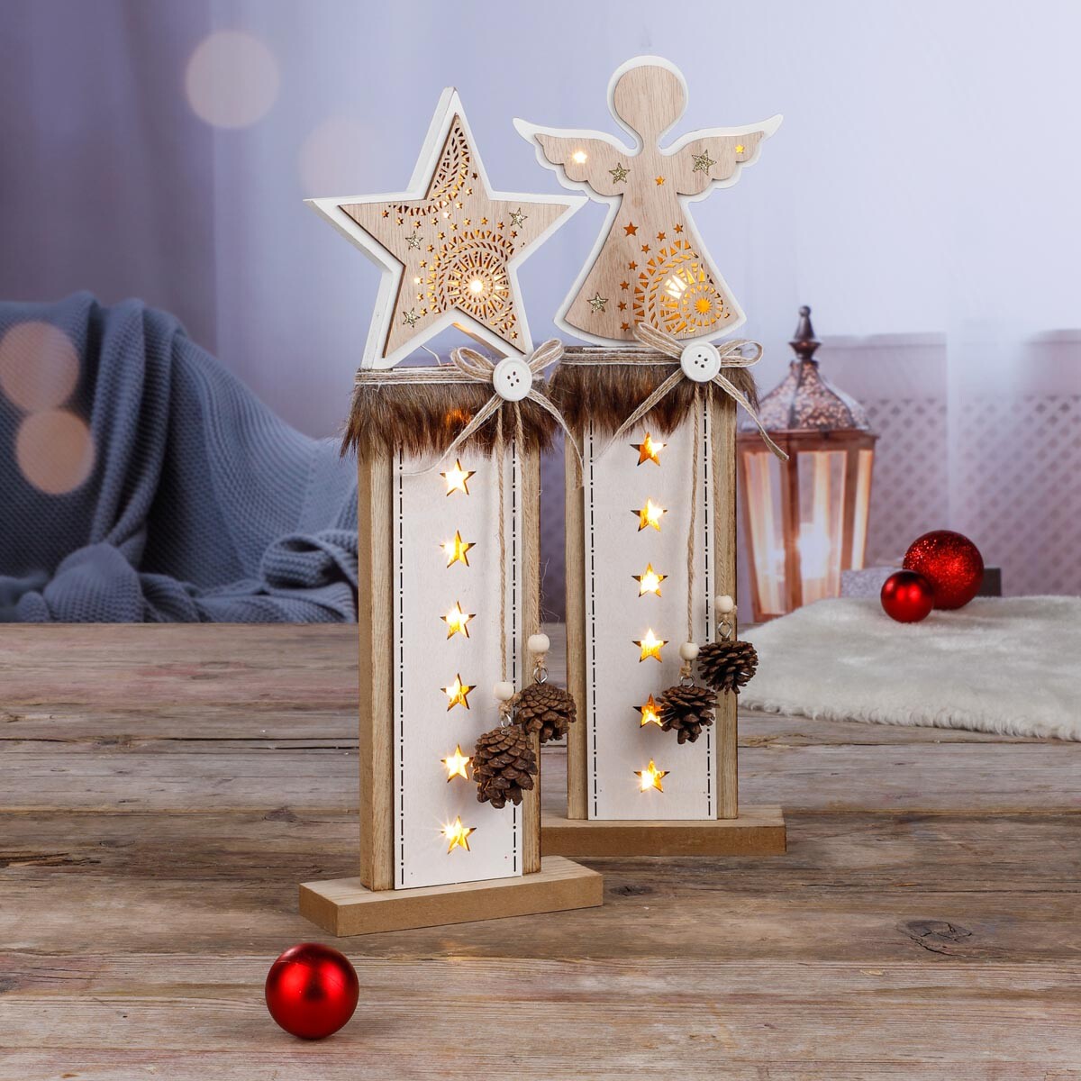 Haushalt international LED Dřevěný sloupek Hvězda