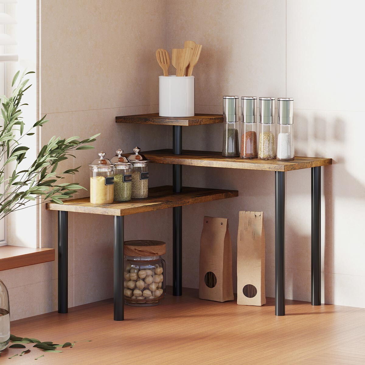 Rohová kuchyňská police