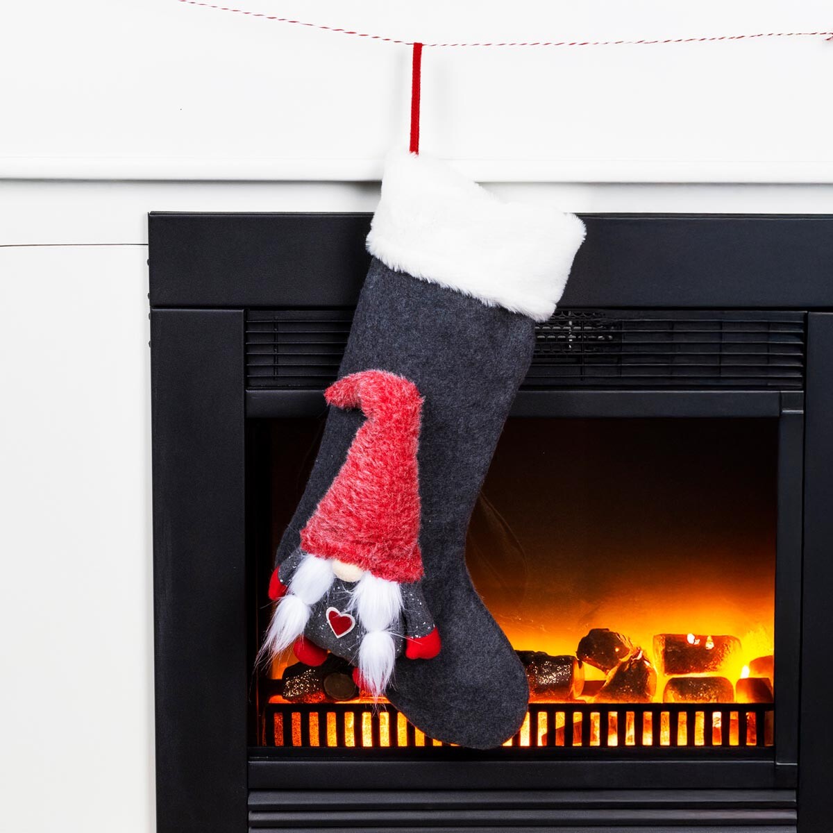 Vánoční punčocha Santa Claus, šedá