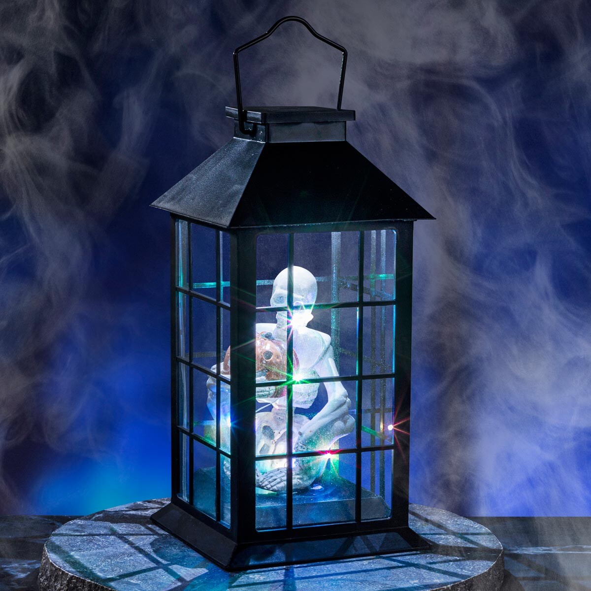 Halloweenská LED lucerna s lebkou