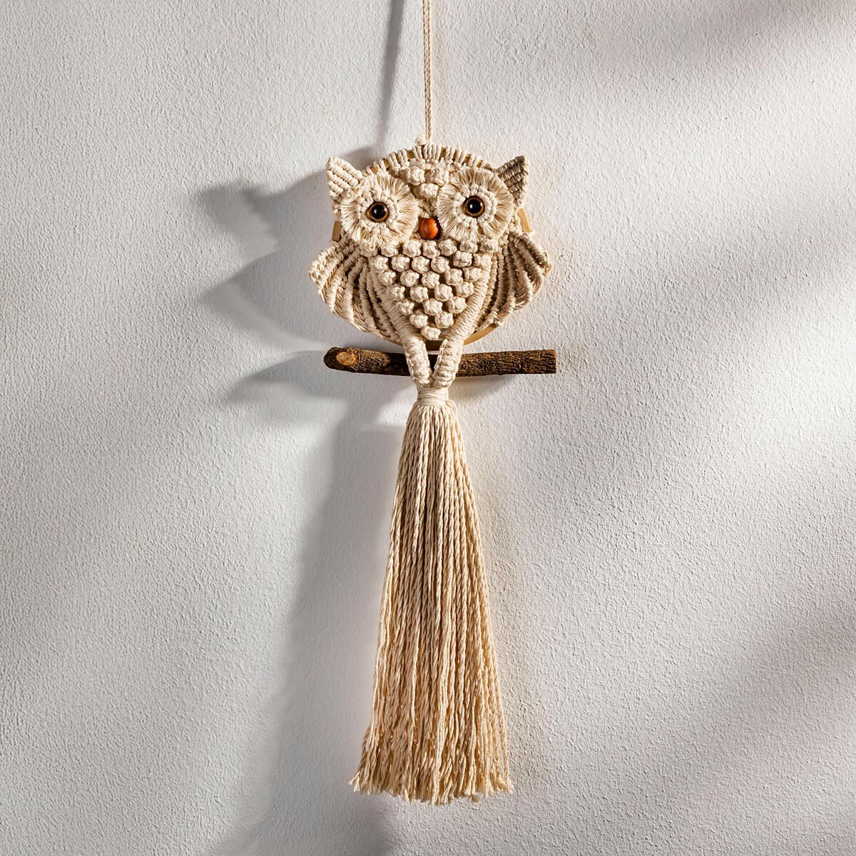 Závěsná makramé dekorace Sova
