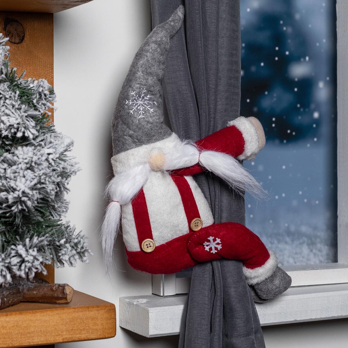 Vánoční spona na závěs Skřítek, červená