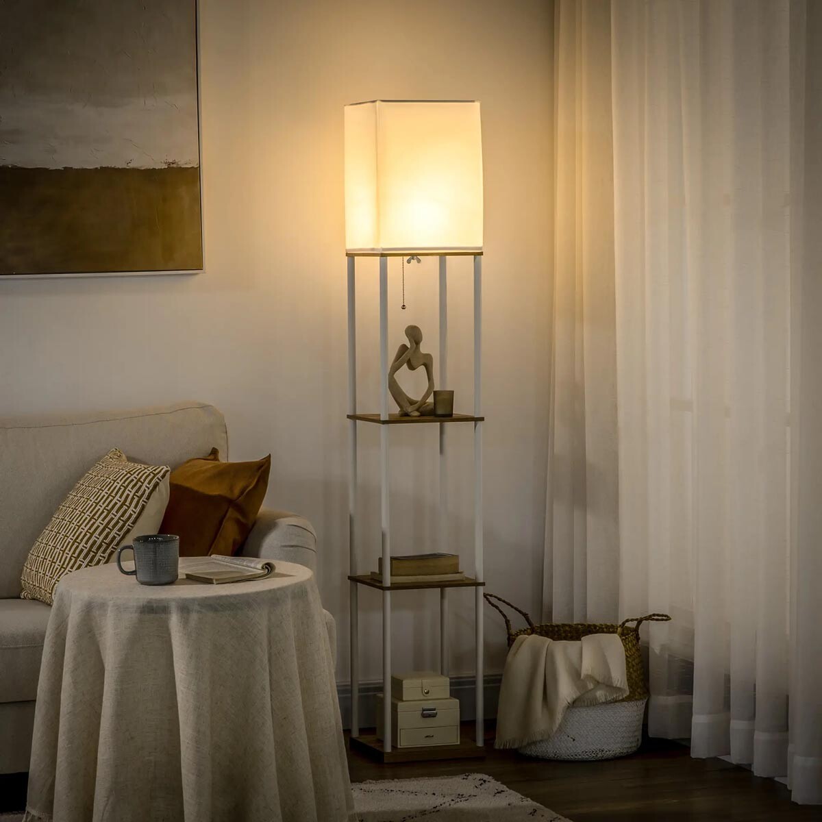 Stojací lampa, bílá