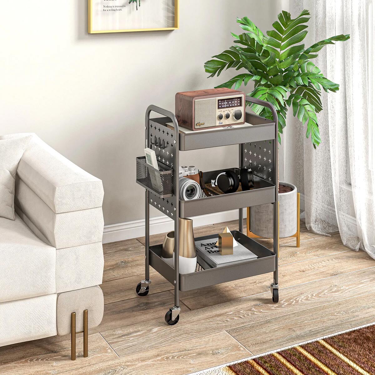 Víceúčelový kuchyňský vozík, šedý