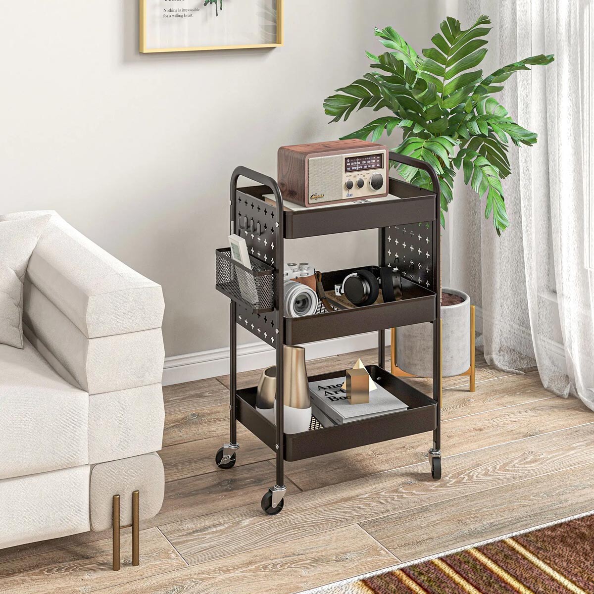 Víceúčelový kuchyňský vozík, černý