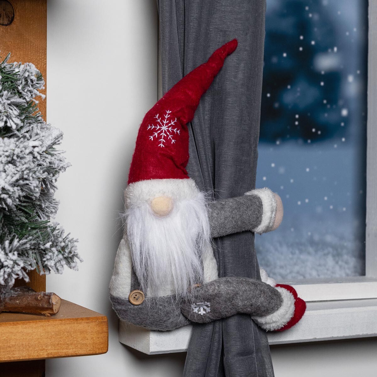 Vánoční spona na závěs Skřítek, šedá