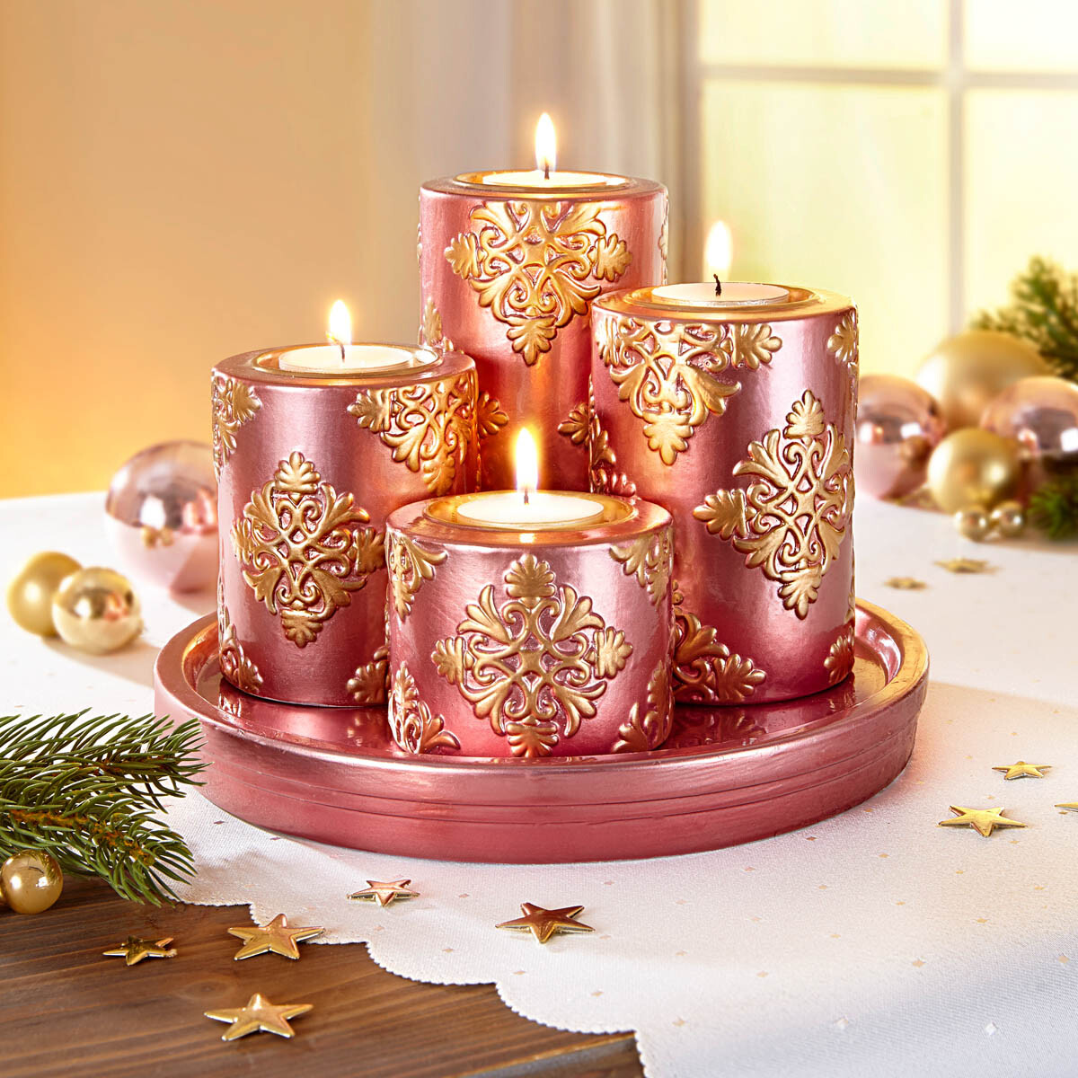 Talíř se svícny Vánoční sen, bronzový