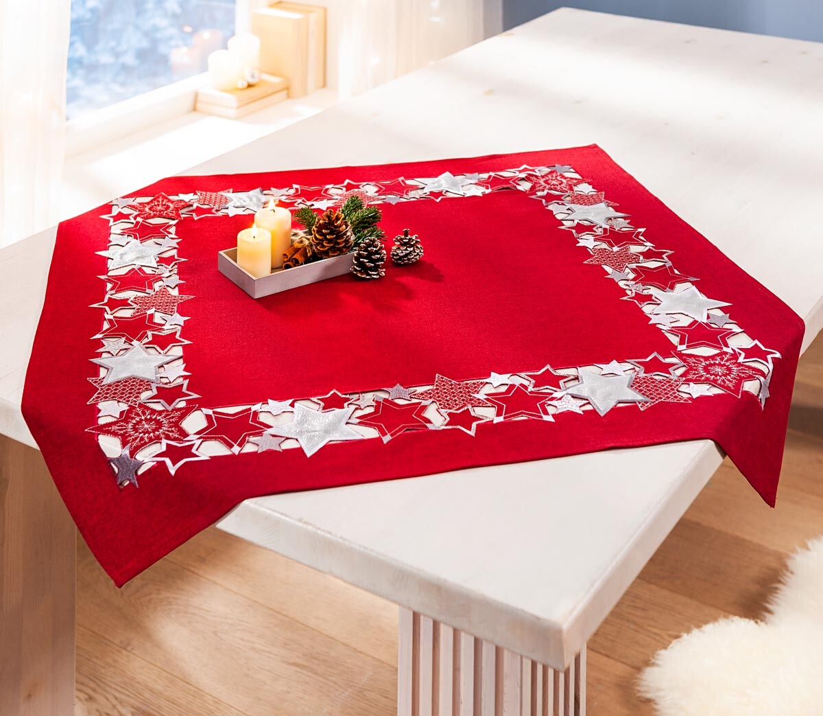 Ubrus Hvězdný sen, 85 x 85 cm, červený