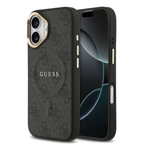 Guess PU Leather 4G Gold Frame MagSafe Zadní Kryt pro iPhone 17 Black