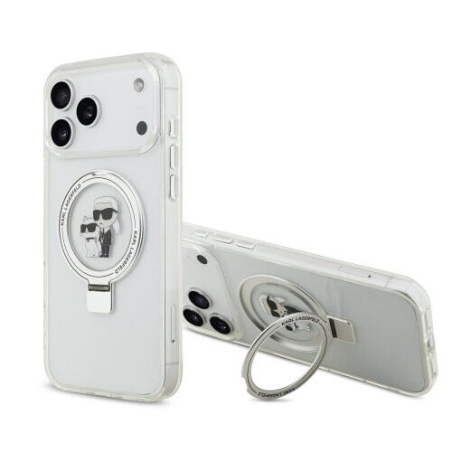 Karl Lagerfeld Ringstand Karl and Choupette MagSafe Zadní Kryt pro iPhone 17 Pro Max White