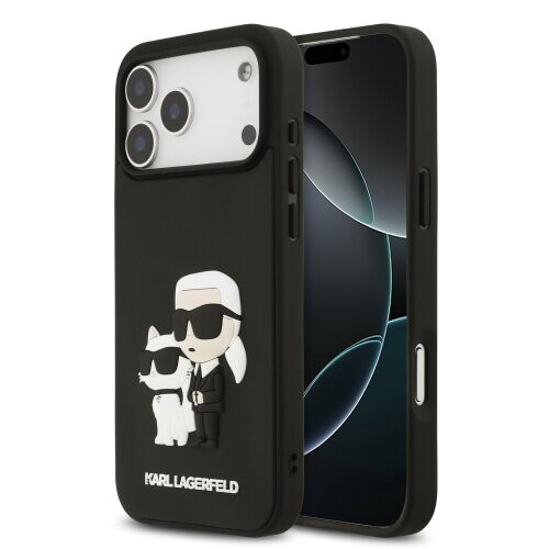 Karl Lagerfeld 3D Rubber Karl and Choupette Zadní Kryt pro iPhone 17 Pro Max Black