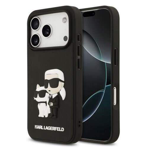 Karl Lagerfeld 3D Rubber Karl and Choupette Zadní Kryt pro iPhone 17 Pro Black