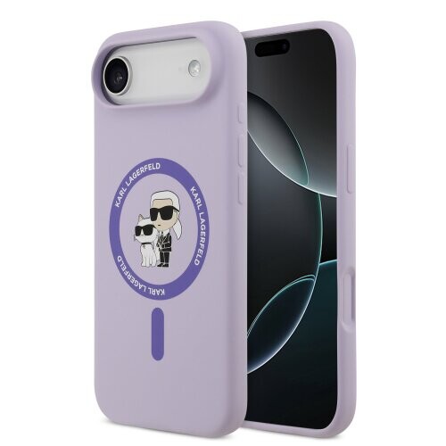 Karl Lagerfeld Liquid Silicone Karl and Choupette MagSafe Zadní Kryt pro iPhone 17 Air Purple
