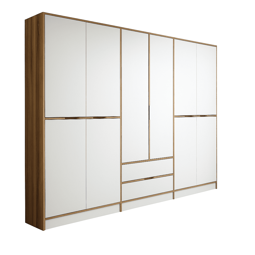 Šatní skříň Elina 270 cm bílá/ořech