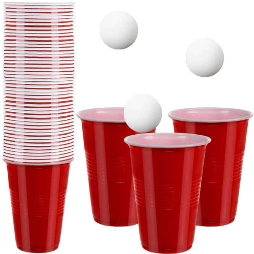 Hra Beer Pong - červená-biela