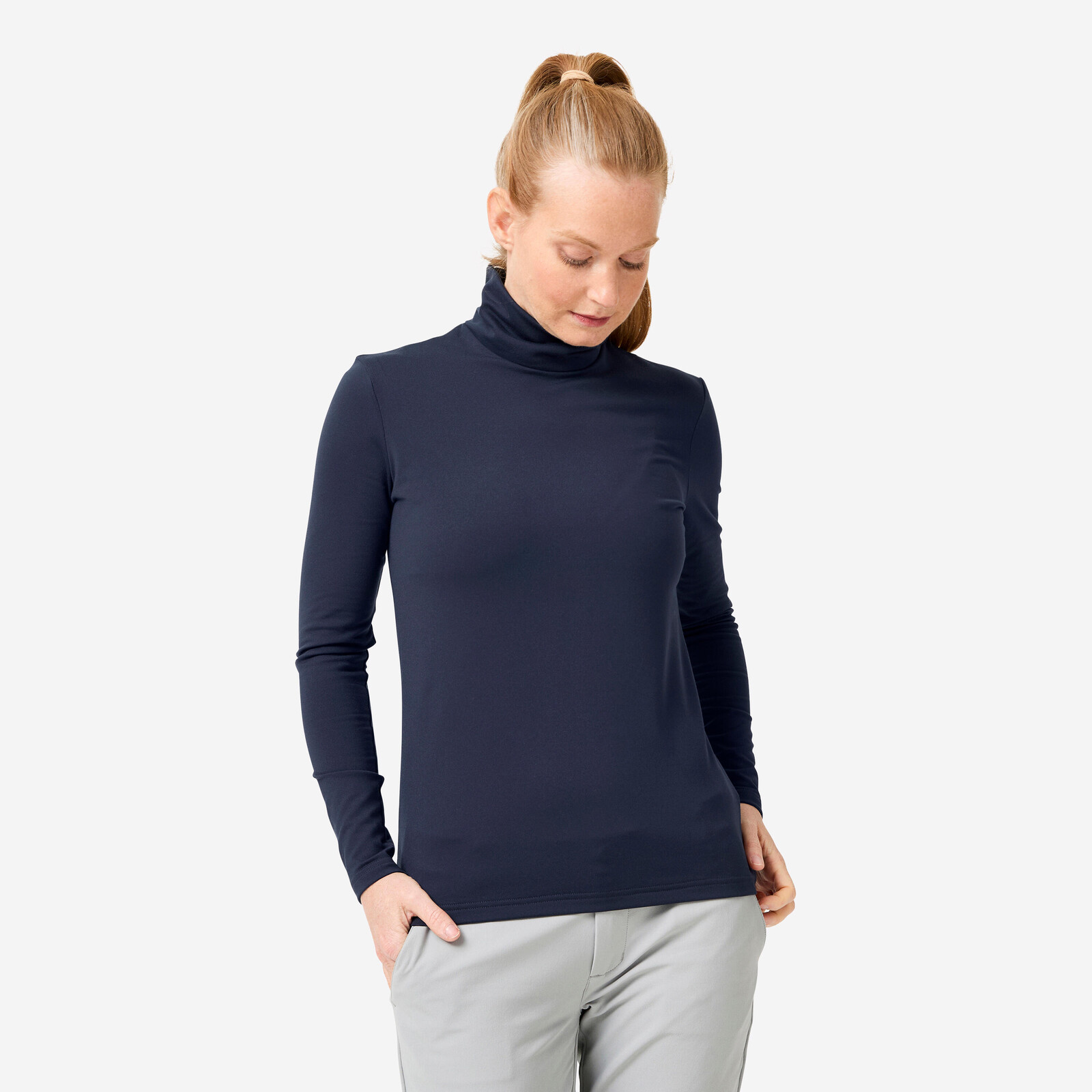 Dámske termotričko na golf s rolákovým golierom CW500 tmavomodré