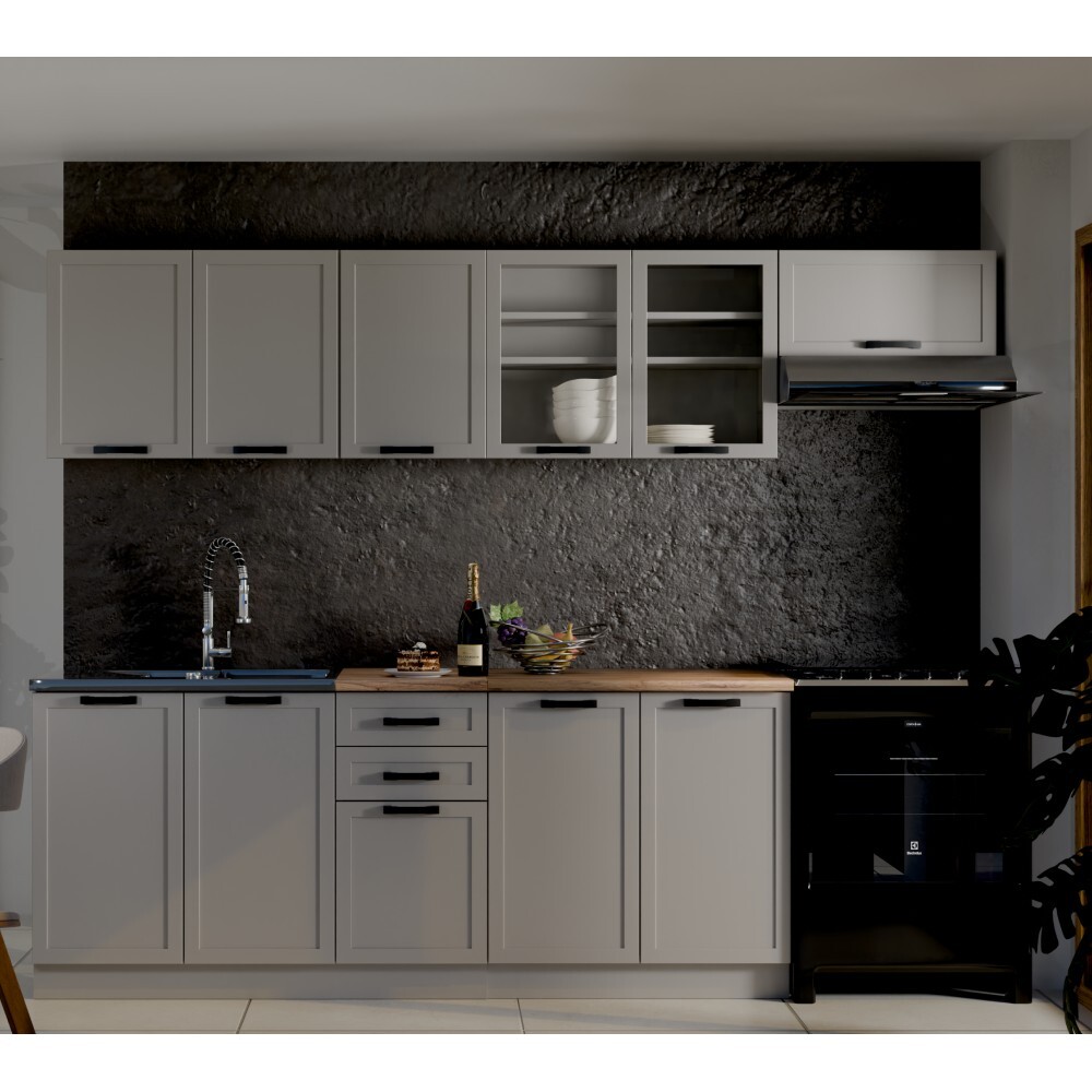 KONDELA Elgia 260 kuchynská linka kašmír / dub wotan