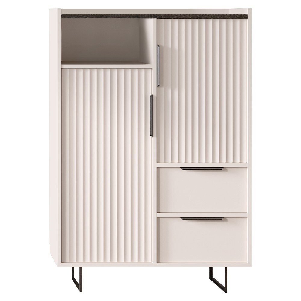 KONDELA Fresio 2D2S dvojdverová komoda so zásuvkami kašmír / norkový gaštan arvadonna