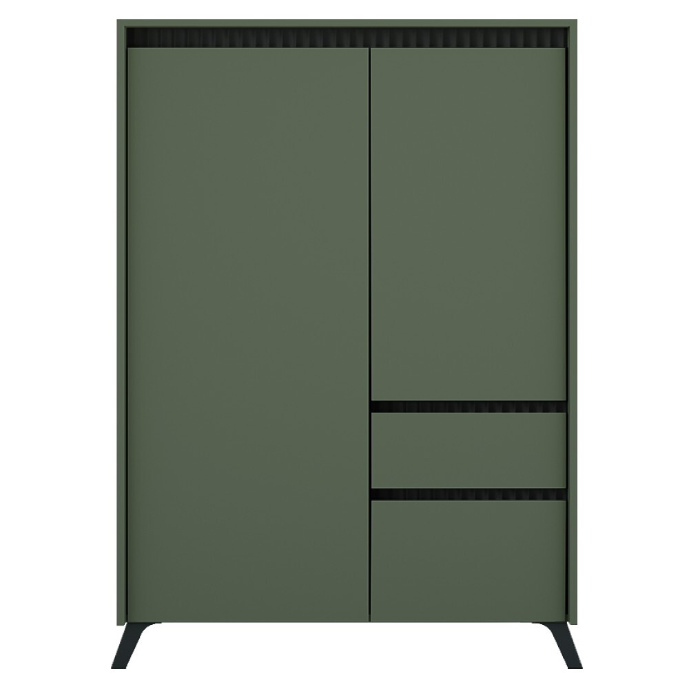 KONDELA Longy Reg2D1S1K dvojdverová komoda so zásuvkou smoke zelená / čierna