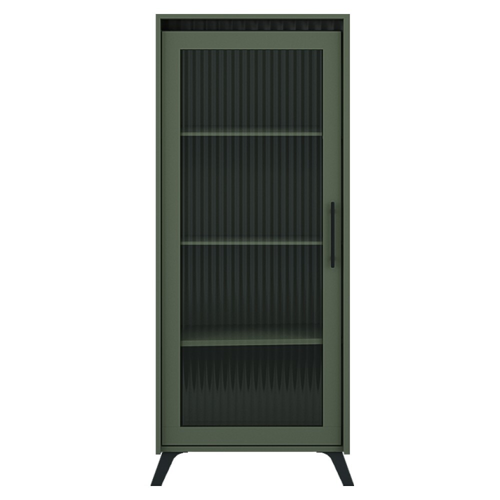 KONDELA Longy Reg1W vitrína smoke zelená / čierna