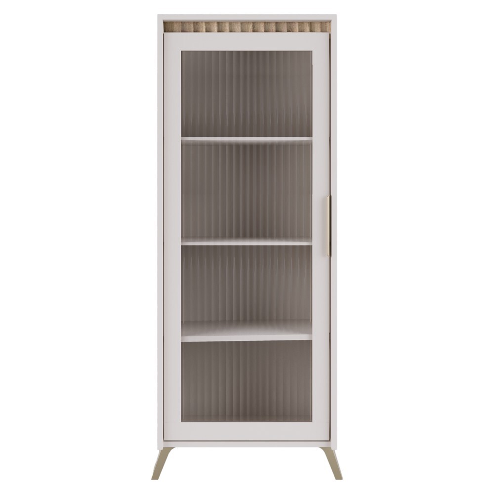 KONDELA Longy Reg1W vitrína kašmír / dub sonoma