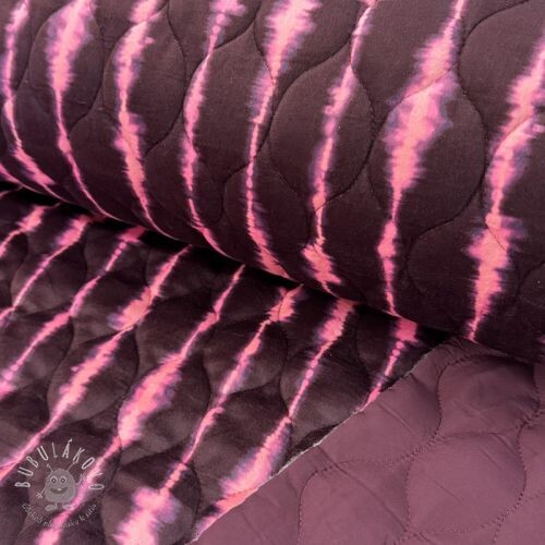 Prešívaná látka VELVET Stripes cerise