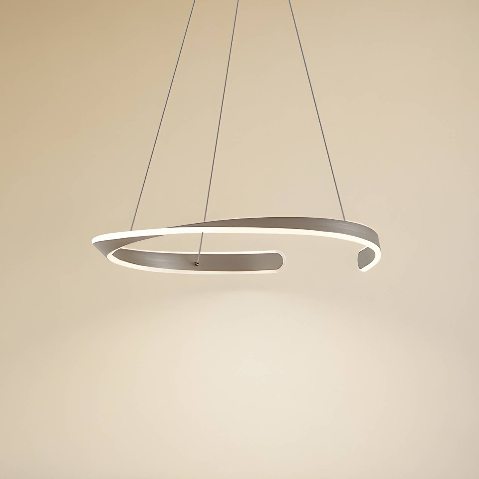 Lucande LED závesné svietidlo Eloura, strieborné, Ø58cm, kov, CCT