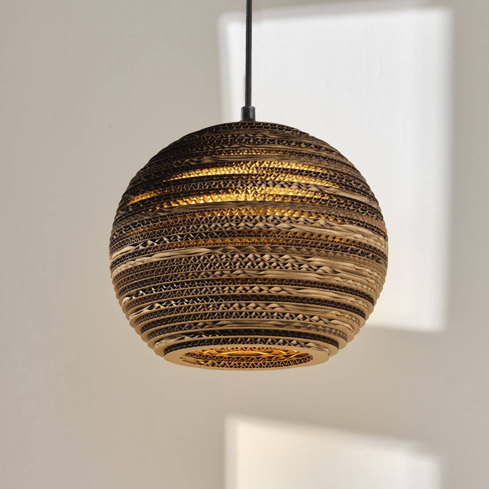 OSRAM závesné svietidlo BALL, hnedé, Ø 26 cm, vlnitá lepenka, E27