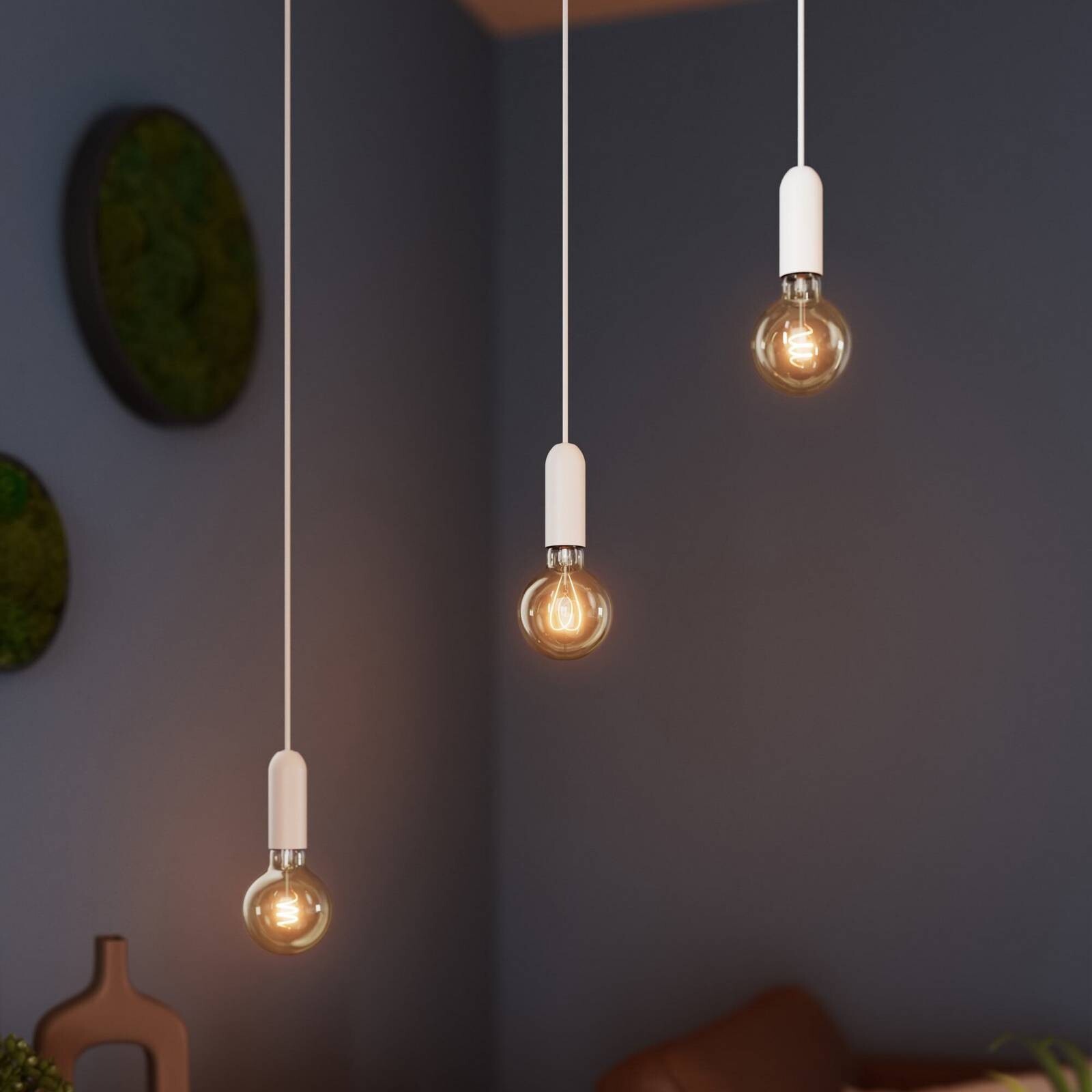 OSRAM závesné svietidlo VINTAGE 1906 ROUND, biele, kov, Ø 10 cm