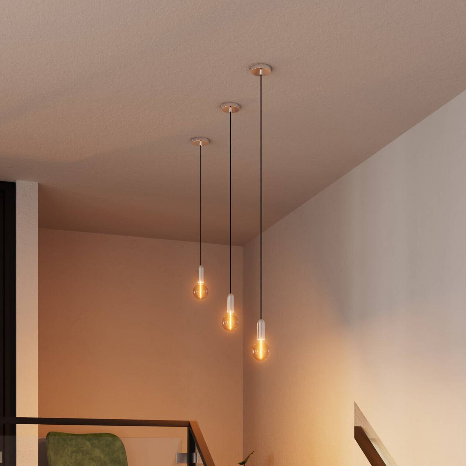 Závesné svietidlo OSRAM VINTAGE 1906 ROUND, chróm, kov, Ø 10 cm