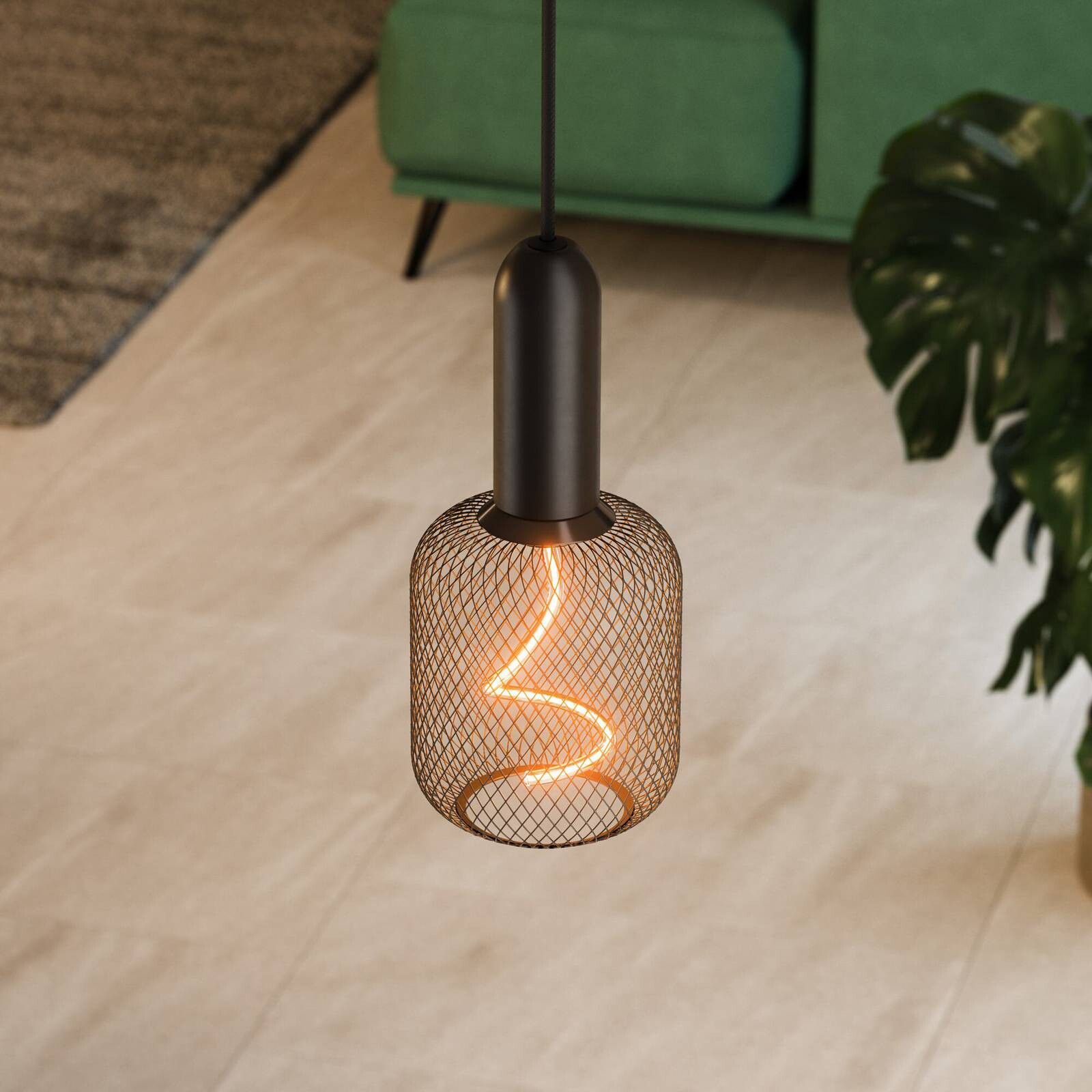 OSRAM závesné svietidlo VINTAGE 1906 ROUND, čierna, kov Ø 10 cm