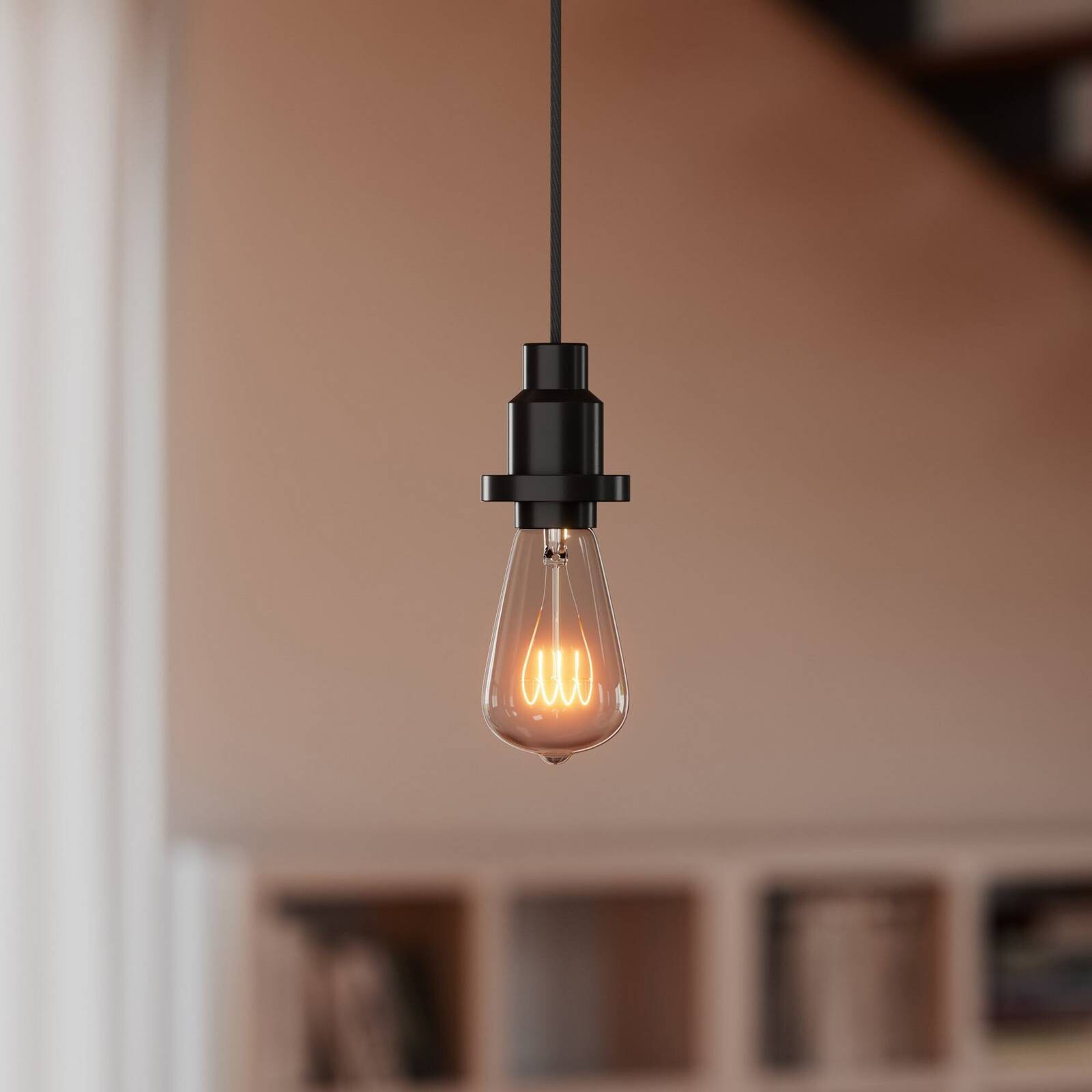 Závesné svietidlo OSRAM VINTAGE 1906, čierne, kov, Ø 6,8 cm