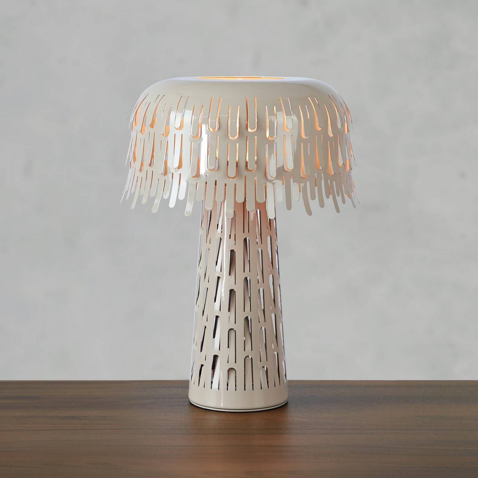 Stolová lampa Verbera, greige, výška 38 cm, kov